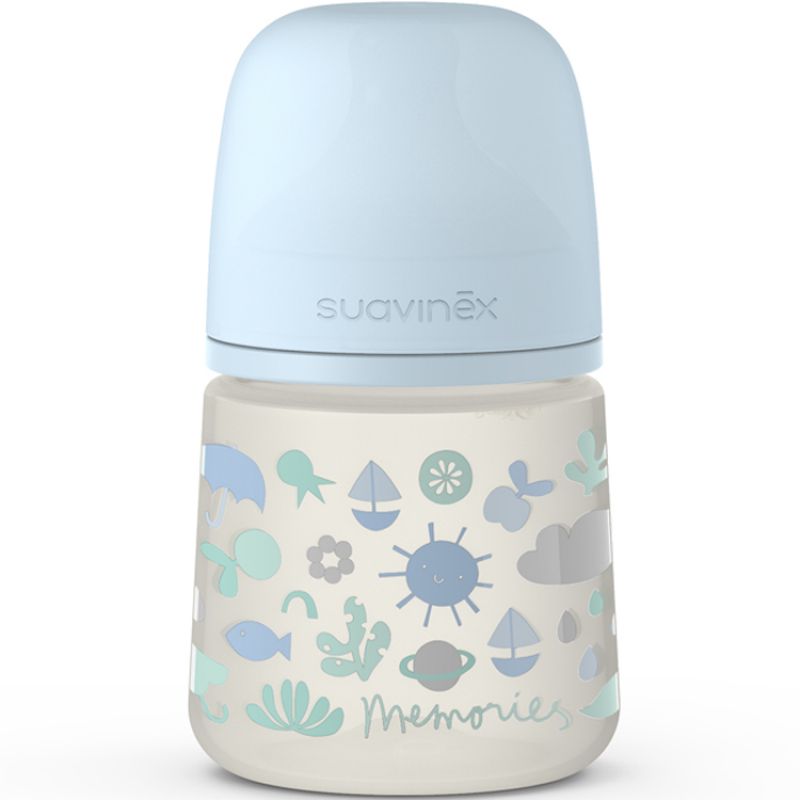 Biberon avec tétine symétrique SX PRO S Memories bleu (150 ml) Suavinex