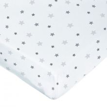 Drap housse blanc étoiles grises (60 x 120 cm)  par Domiva