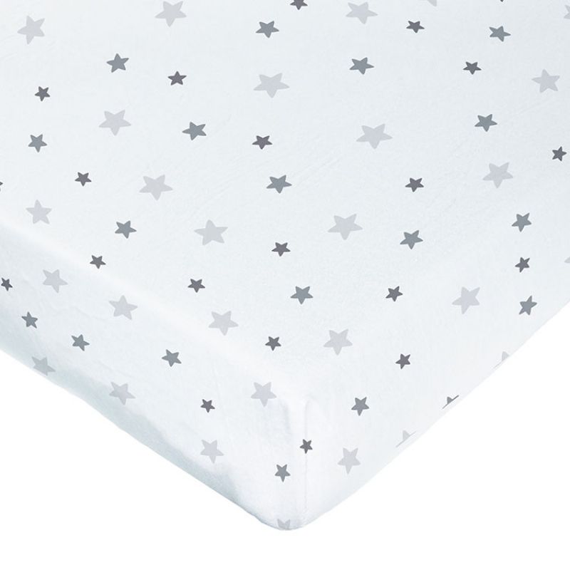 Drap housse blanc étoiles grises (60 x 120 cm) Domiva