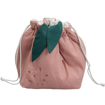 Sac à jouets en coton bio pêche (22 x 28 cm) Fabelab