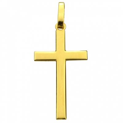 Croix polie 22 x 14 mm (or jaune 750°)  par Premiers Bijoux