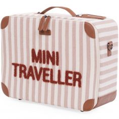 Valise enfant Mini Traveller rayures nude-terracotta