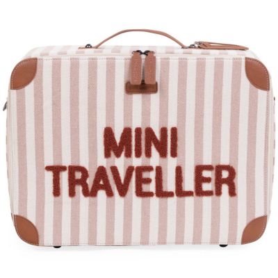Valise enfant Mini Traveller rayures nude/terracotta  par Childhome