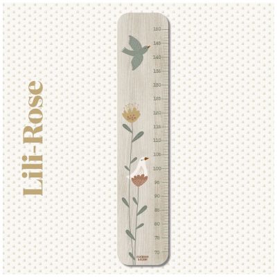 Toise en bois Lili Rose Grandes Fleurs personnalisable