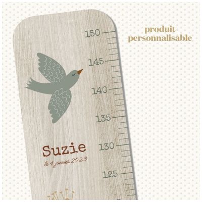 Toise en bois Lili Rose Grandes Fleurs personnalisable