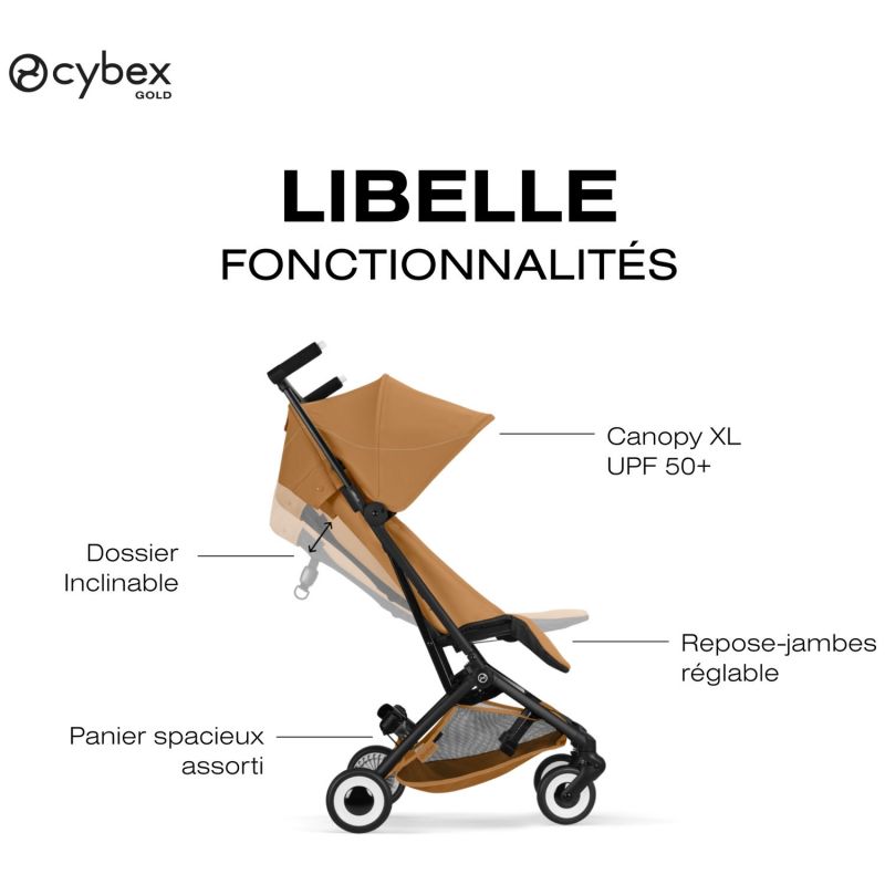 Poussette Ultra Compacte Libelle 2026 châssis Black Cinnamon Yellow Cybex Produit 3