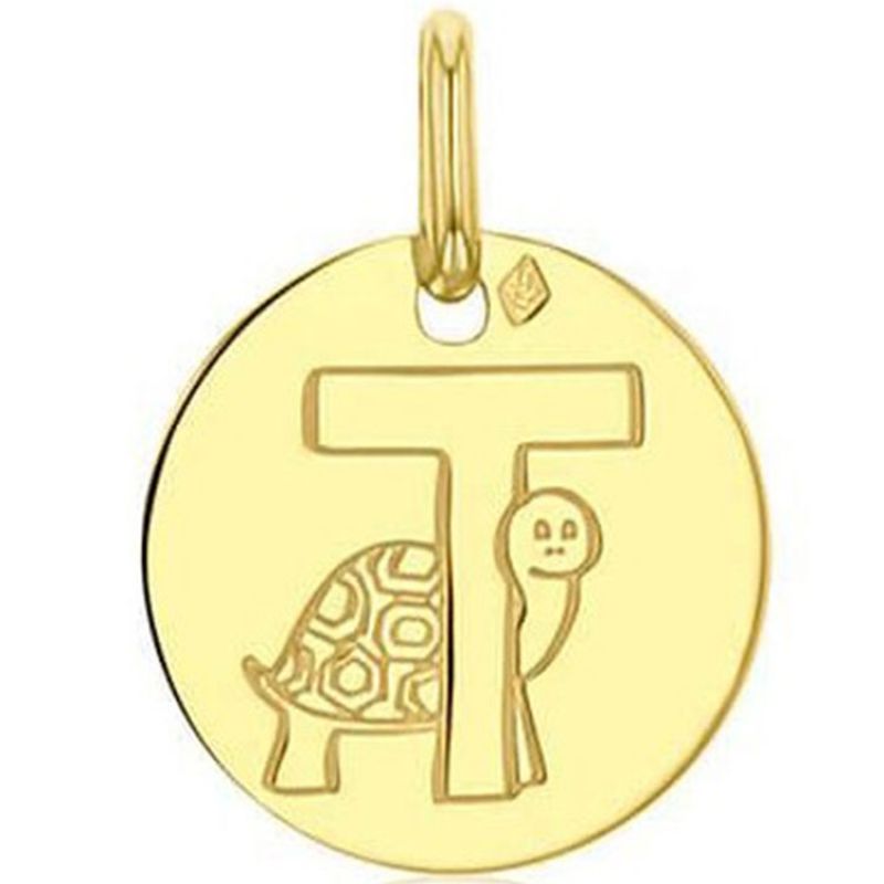 Médaille T comme tortue (or jaune 750°) Maison Augis