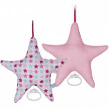 Coussin musical étoile Mixed stars pink (27 x 27 cm)  par Little Dutch