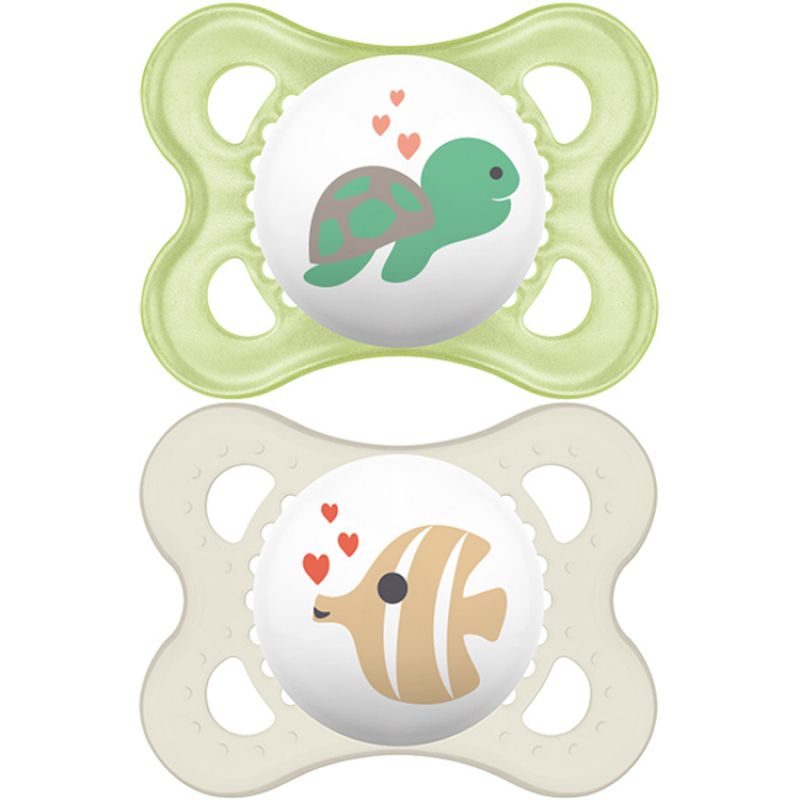 Lot de 2 sucettes anatomiques Décor classique mixte en silicone (0-6 mois) MAM
