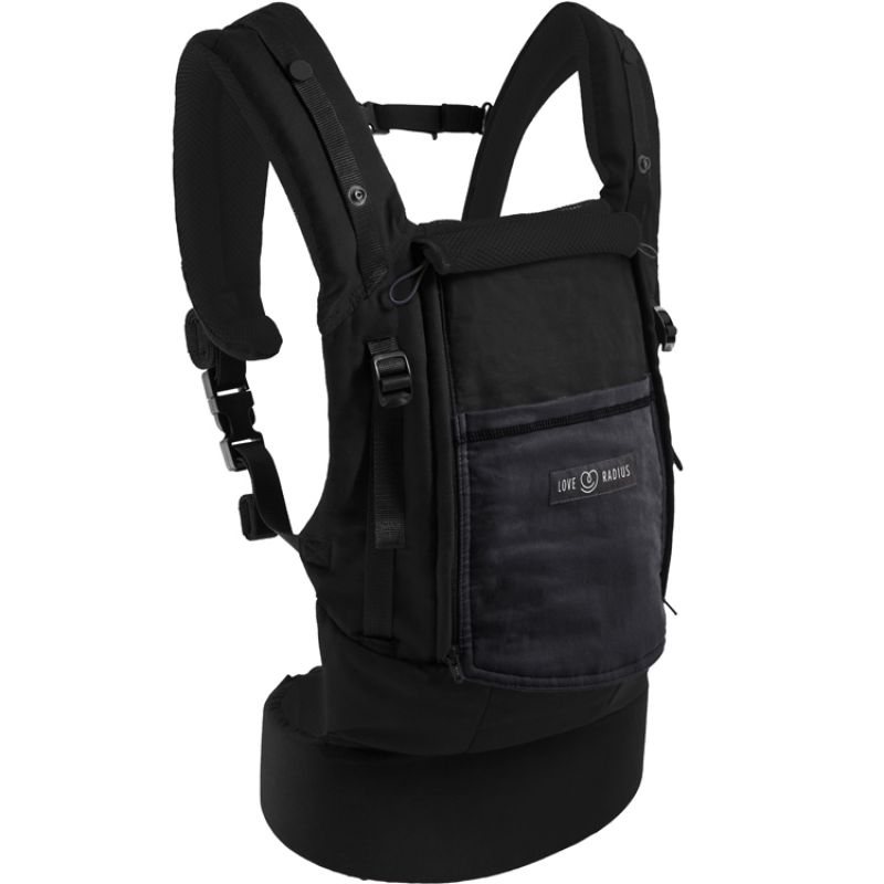 Porte bébé PhysioCarrier en coton noir et anthracite Love Radius
