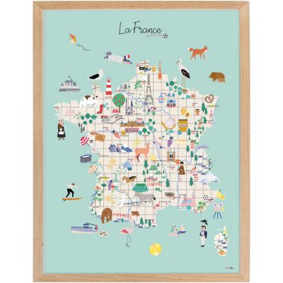 Affiche encadrée Carte de France (30 x 40 cm) Mimi'lou