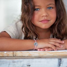 Bracelet cordon enfant Mini jeton coeur (argent 925°)