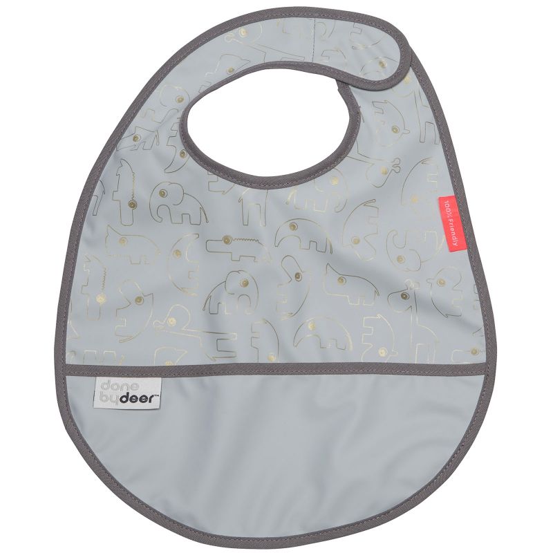 Bavoir imperméable à velcro Contour gris et or Done by Deer