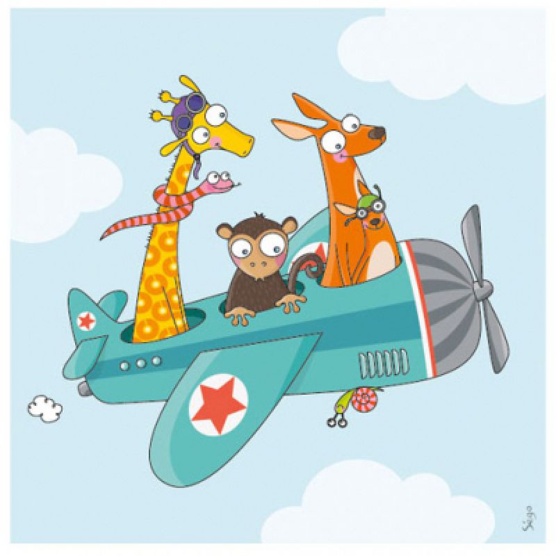 Tableau balade en avion (20 x 20 cm) Série-Golo