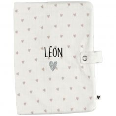 Protège carnet de santé Gaze Coeurs (personnalisable) - Atelier Wagram