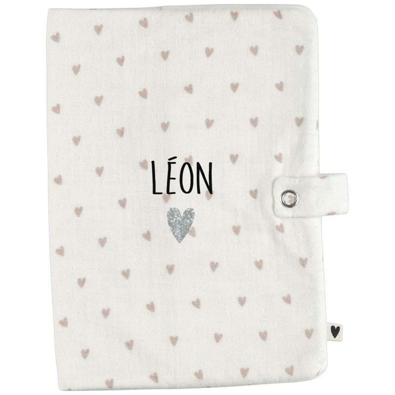Protège carnet de santé Gaze Coeurs (personnalisable) Atelier Wagram Produit 1