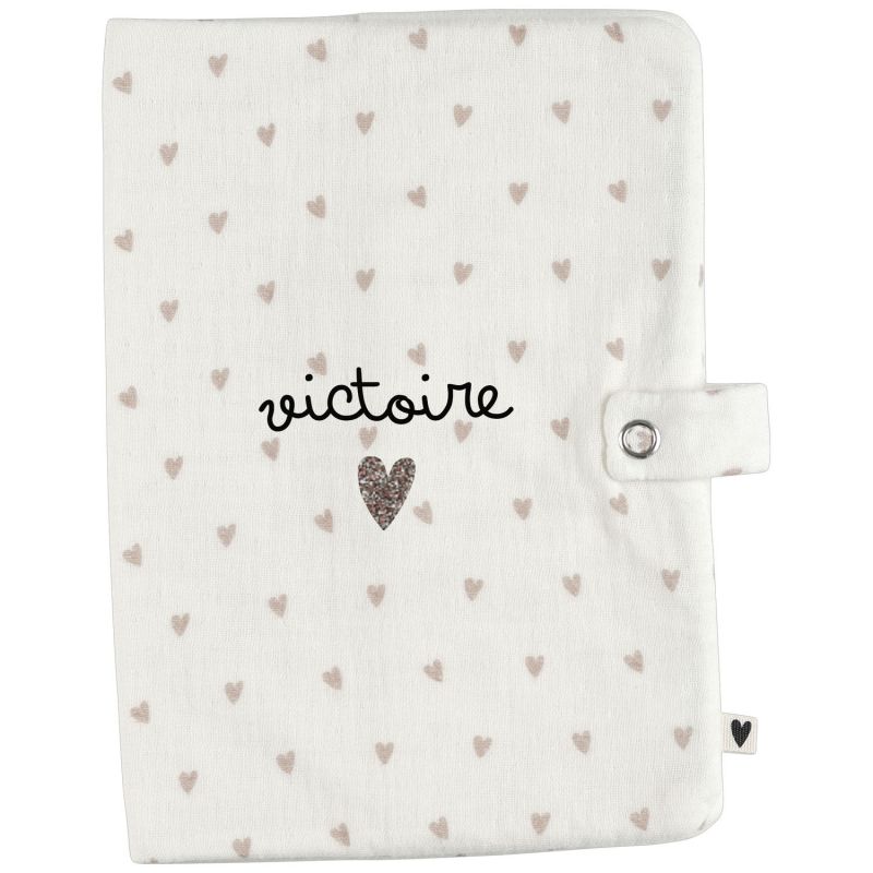 Protège carnet de santé Gaze Coeurs (personnalisable) Atelier Wagram Produit 3