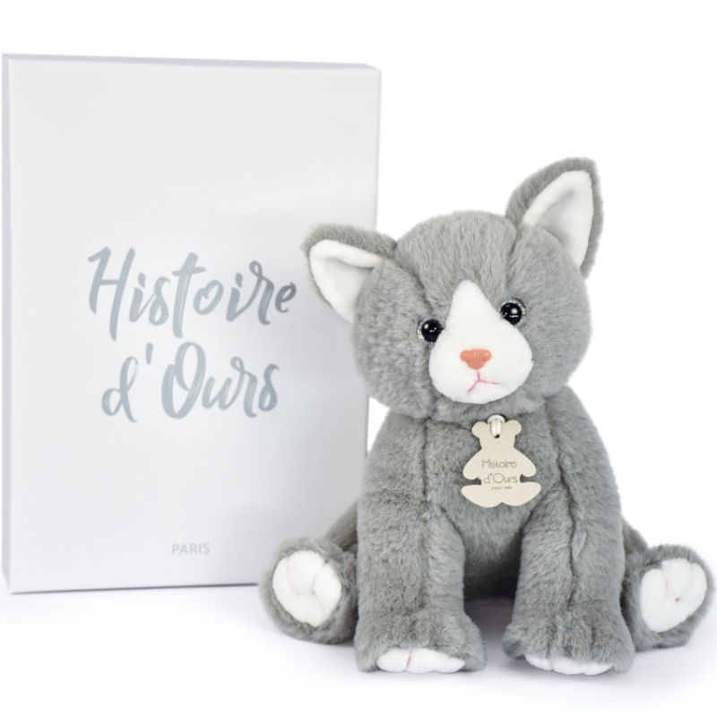 Coffret peluche Bébé chat gris perle (18 cm) Histoire d'Ours