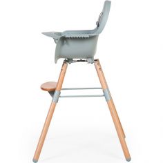 Chaise haute en bois naturel Evolu 2 menthe + arceau