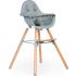Chaise haute en bois naturel Evolu 2 menthe + arceau - Childhome