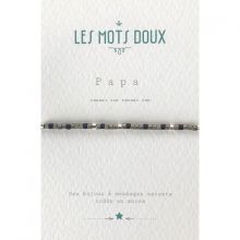 Bracelet message en morse Papa gris (perles en pâte de verre)  par Les Mots Doux
