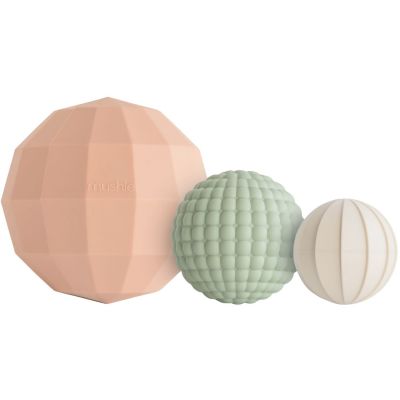 Lot de 3 jouets sensoriels Nesting Spheres Blush  par Mushie