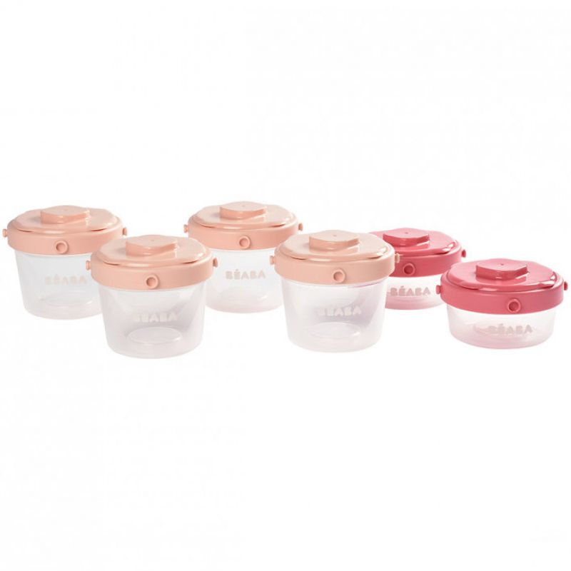 Lot de 6 pots de conservation rose clair et corail (60 ml et 120 ml) Béaba