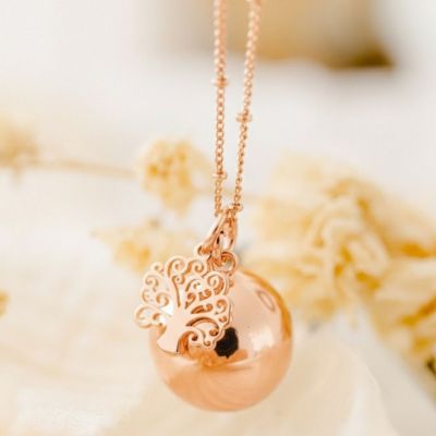 Bola de grossesse Gri-Gri Arbre de vie chaîne (or rose)