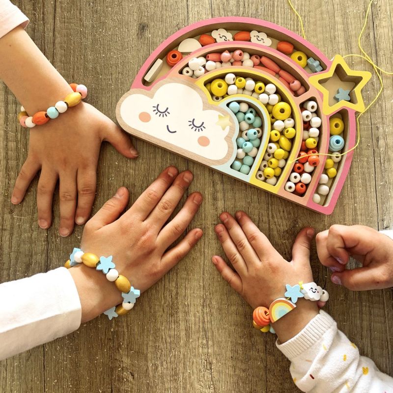 Coffret arc-en-ciel perles bois Sycomore Ambiance 2