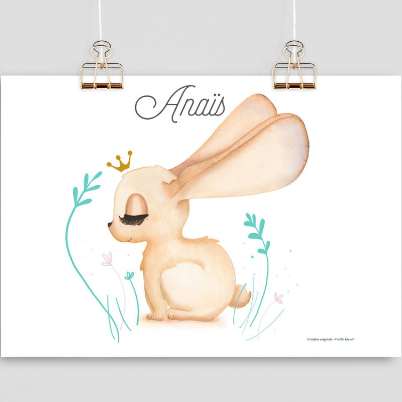 Affiche A4 Lapin beige (personnalisable) Gaëlle Duval