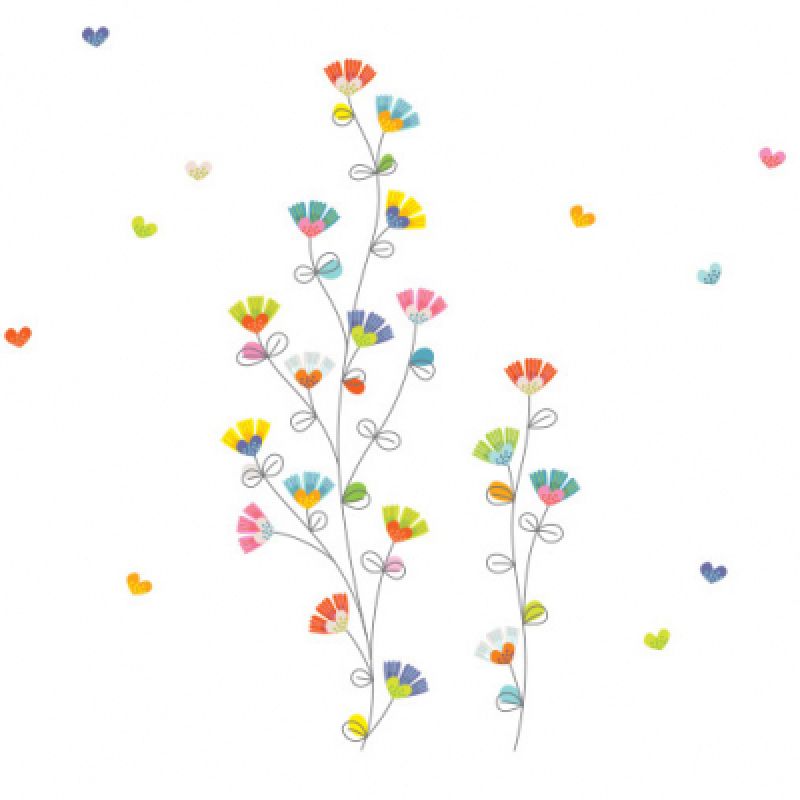 Sticker farandole de fleurs et coeurs Série-Golo