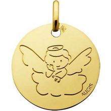 Médaille Ange auréole sur un nuage 16 mm personnalisable (or jaune 750°)  par Maison Augis