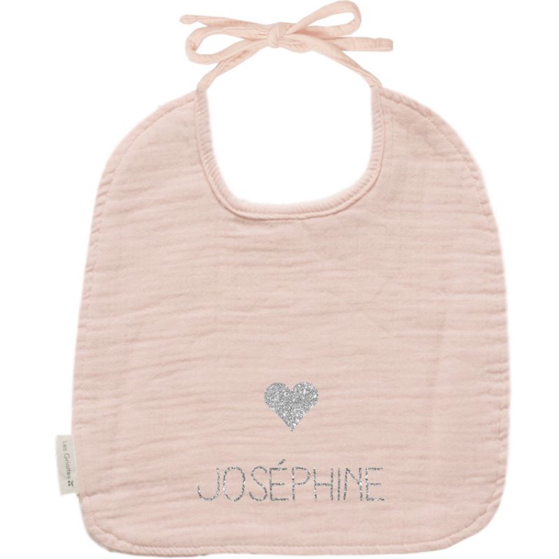 Bavoir à nouer Beige rosé (personnalisable) Les Griottes