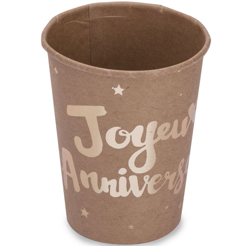 Gobelets en carton kraft Doré joyeux anniversaire (8 pièces) Arty Fêtes Factory