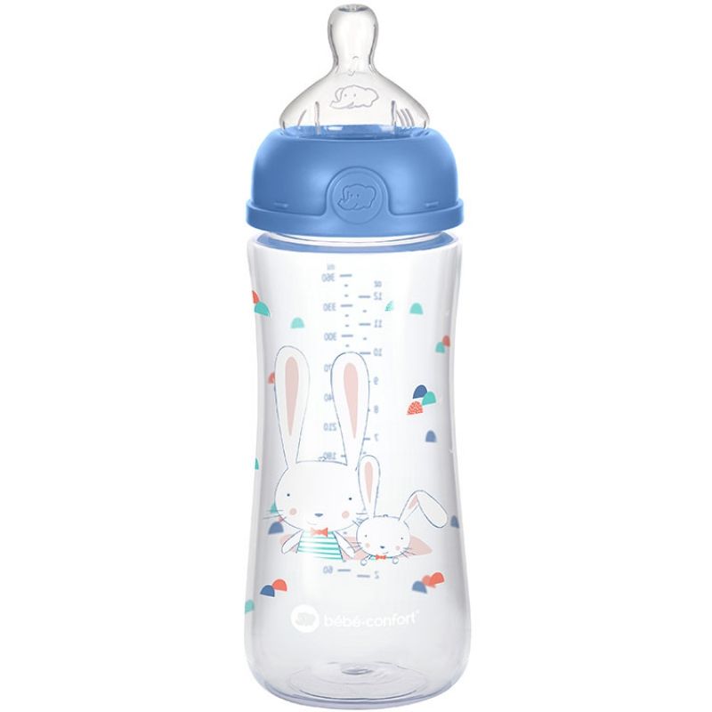 Biberon col large anti-colique emotion sweet bunny bleu (360 ml) Bébé Confort