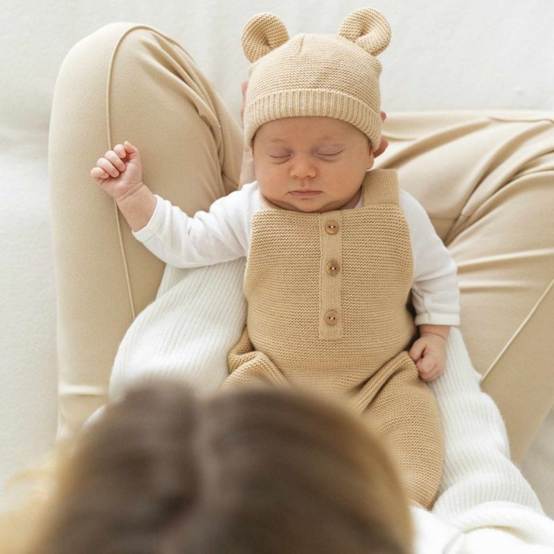 Bonnet Ours en maille Caramel (0-1 mois) Trois Kilos Sept Ambiance 3