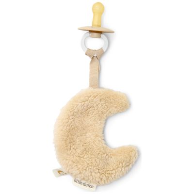 Doudou attache-tétine Lune Pure Soft Beige Little Dutch