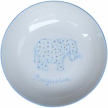 Assiette creuse Elephant bleu personnalisable  par Laetitia Socirat