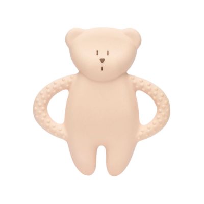 Ourson de dentition en caoutchouc naturel rose