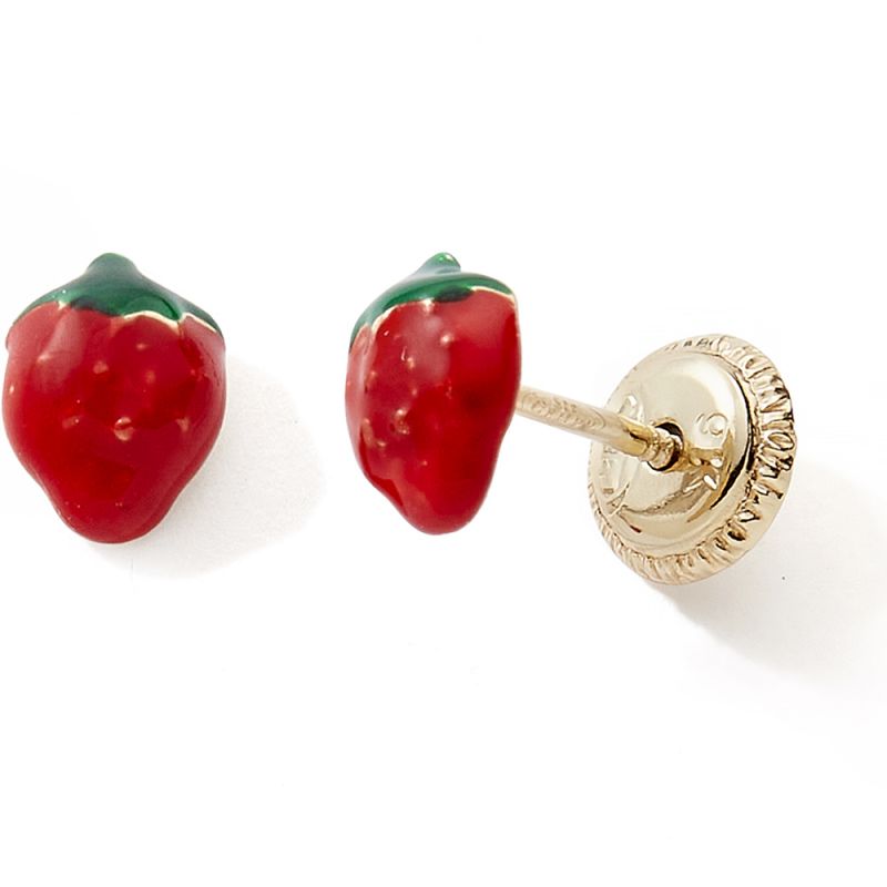 Boucles d'oreilles à vis Fraises (or jaune 9 carats) Baby bijoux Produit 1
