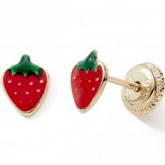 Boucles d'oreilles Fraise (or jaune 375°) - Baby bijoux