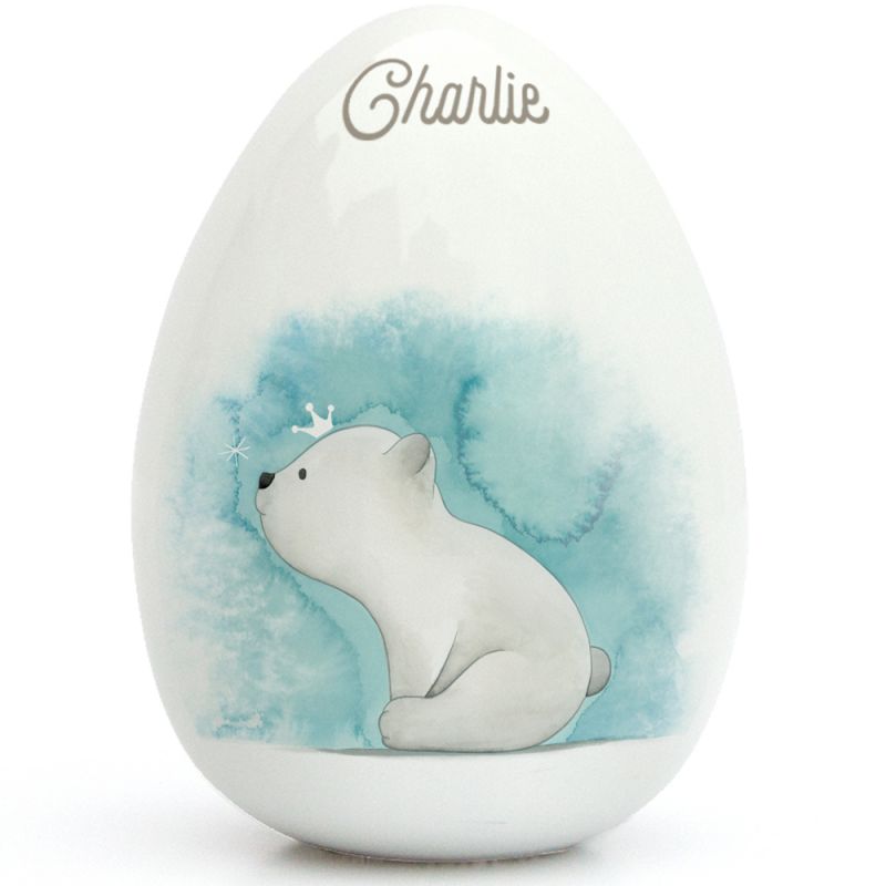 Oeuf en porcelaine Ours polaire (personnalisable) Gaëlle Duval