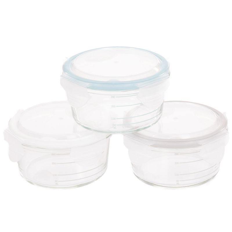 Lot de 3 pots de conservation en verre gris et bleu (360 ml) Bo Jungle