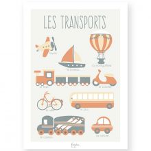 Carte éducative A5 Les Transports orange  par Kanzilue