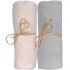Lot de 2 draps housses en coton bio écru et gris (60 x 120 cm) - P'tit Basile Lot de 2 draps housses en coton bio écru et gris (60 x 120 cm) - P'tit Basile