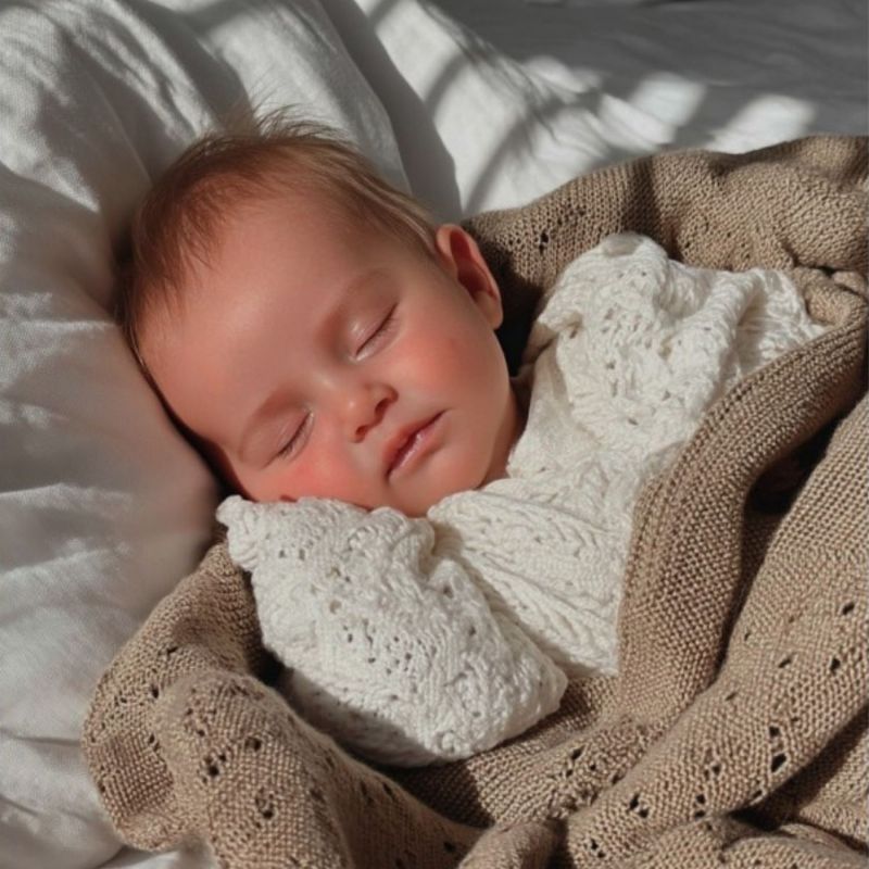 Couverture en tricot Caramel Glacé (75 x 75 cm) Babyshower Ambiance 2