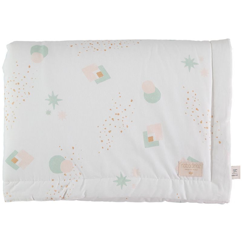 Mini couverture bébé Laponia coton bio Aqua eclipse White (70 x 70 cm) Nobodinoz
