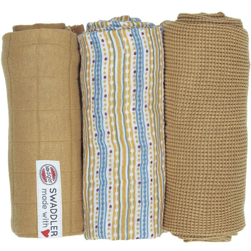 Lot de 3 langes Empire rayure miel (70 x 70 cm) Lodger