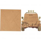 Lot de 8 invitations et enveloppes Safari Kraft