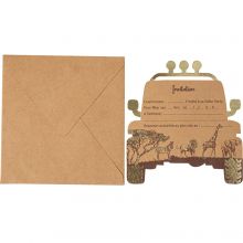 Lot de 8 invitations et enveloppes Safari Kraft  par Arty Fêtes Factory